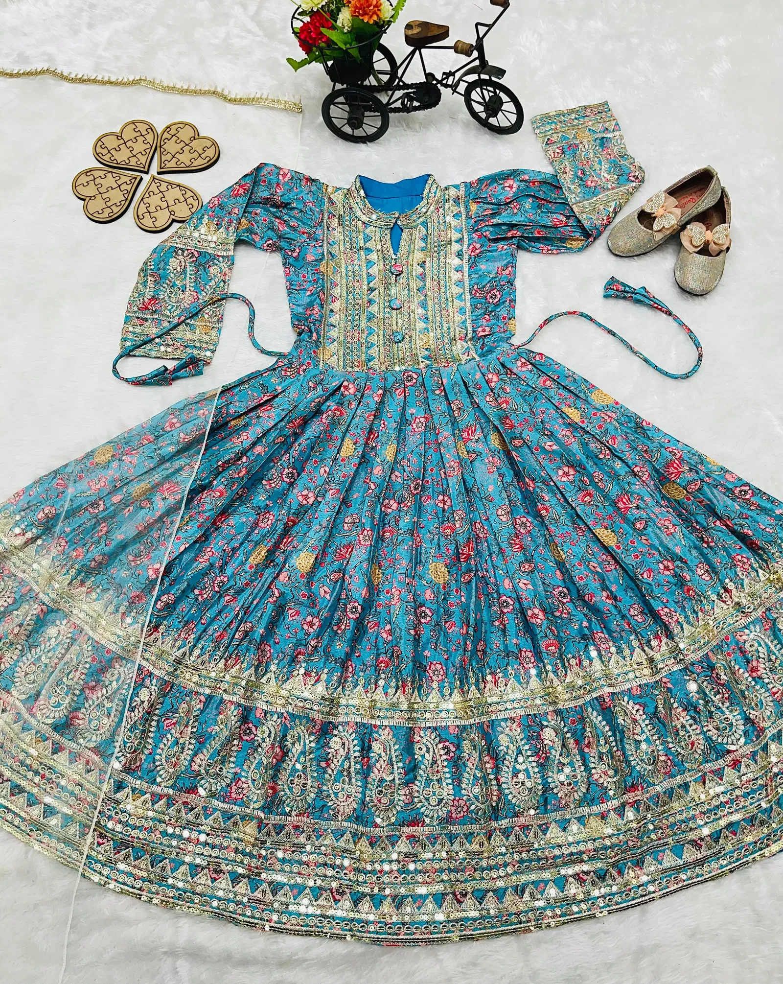 OC 165 Girls Wedding Wear Gown With Dupatta Kids Wholesale Market In Surat